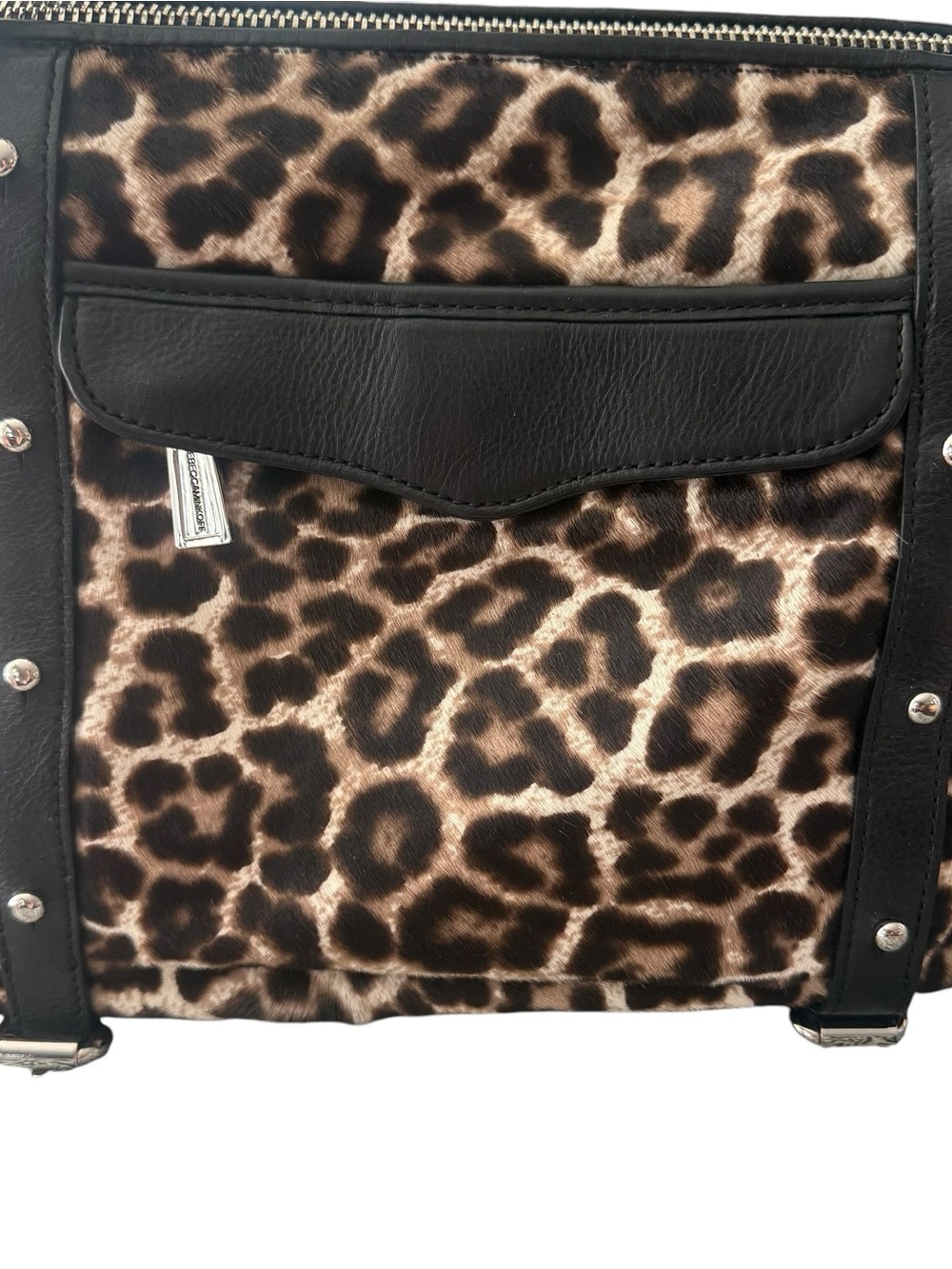 Rebecca Minkoff Snow Leopard Leather Satchel Handbag Purse - Picture 3 of 11